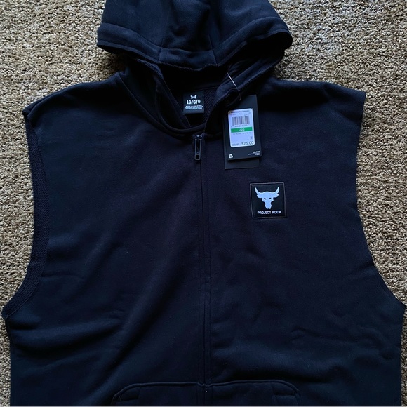 Under Armour Project Rock Mens Full Zip Hoodie Sleeveless Jacket NWT Sz Various - Picture 7 of 12